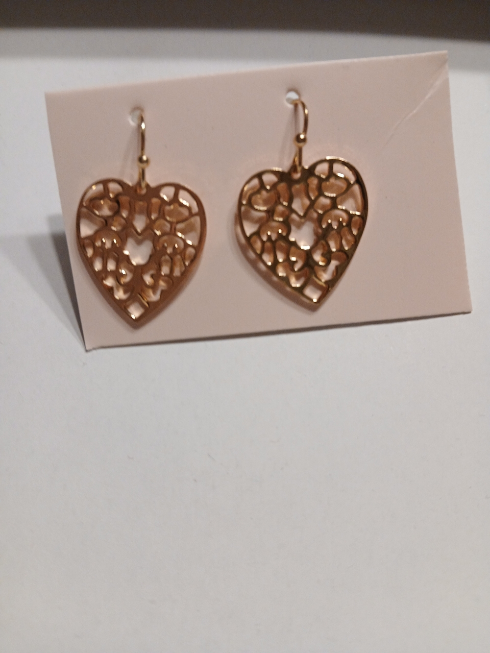 Gold Heart Filigree Drop Earrings - Women Jewelry